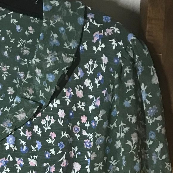 Lucky Brand V-Neck Blouse, Medium, Olive Green - Picture 2 of 5